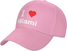 Adjustable I Love Miami Baseball Cap for Men Women Classic Solid Color Trucker Hats