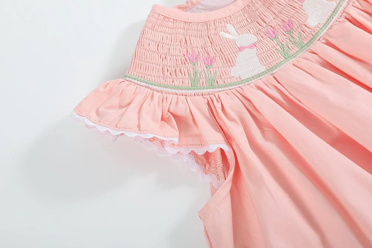 Baby and Girls Smocked Easter Bunny Bishop Dress