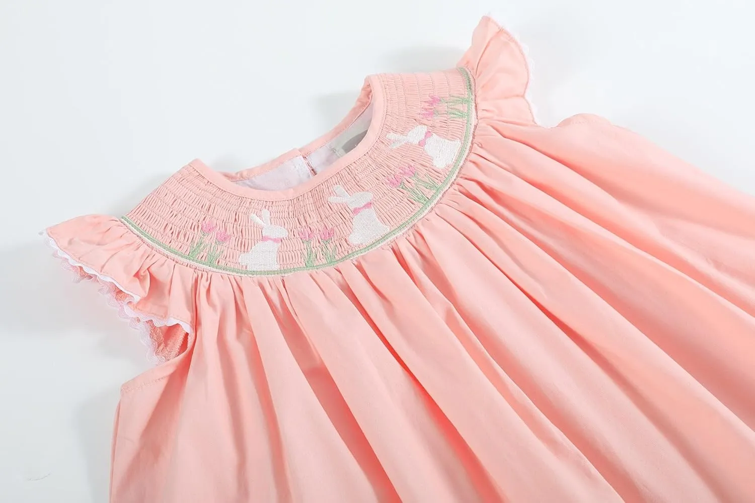 Baby and Girls Smocked Easter Bunny Bishop Dress