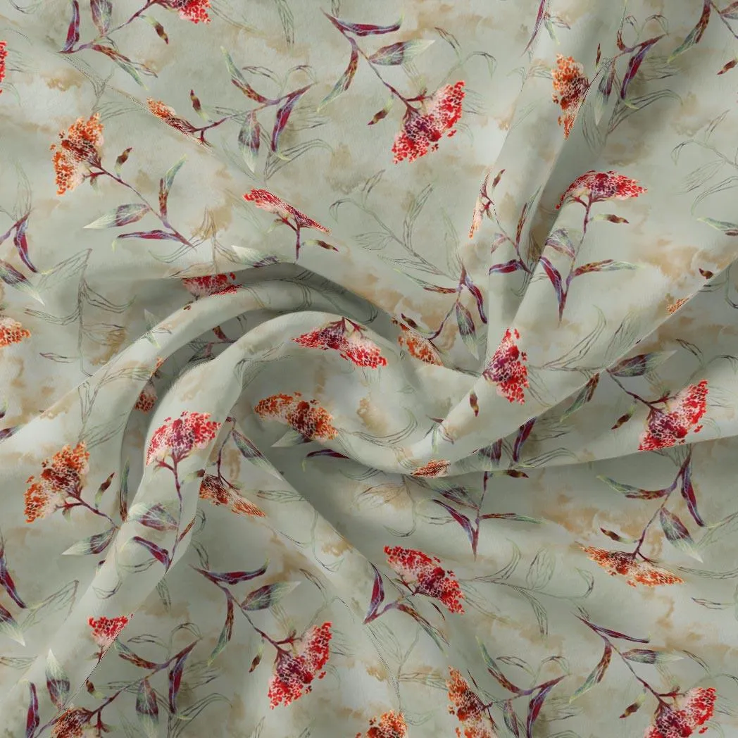 Beautiful Botanical Ixora Flower Digital Printed Fabric