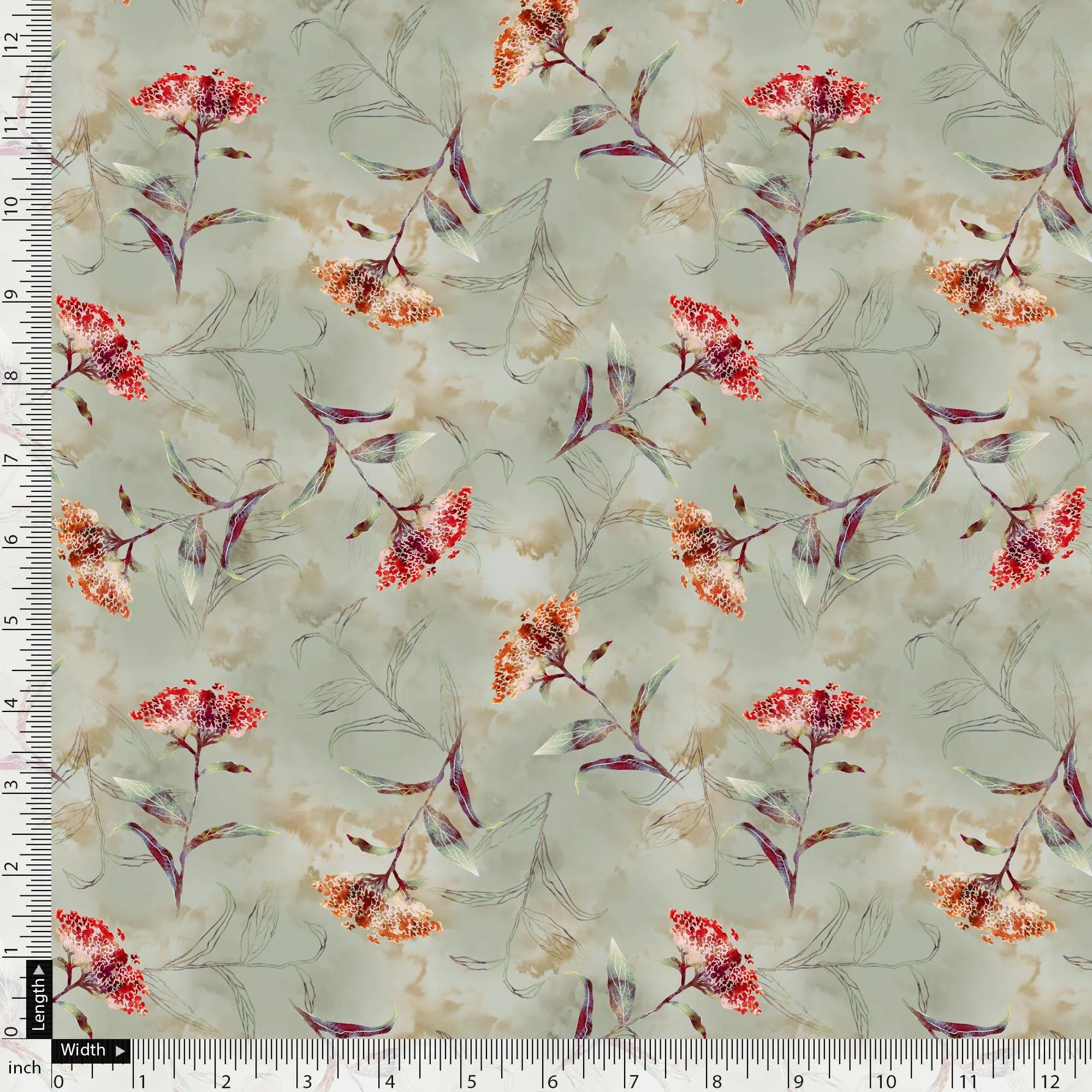 Beautiful Botanical Ixora Flower Digital Printed Fabric