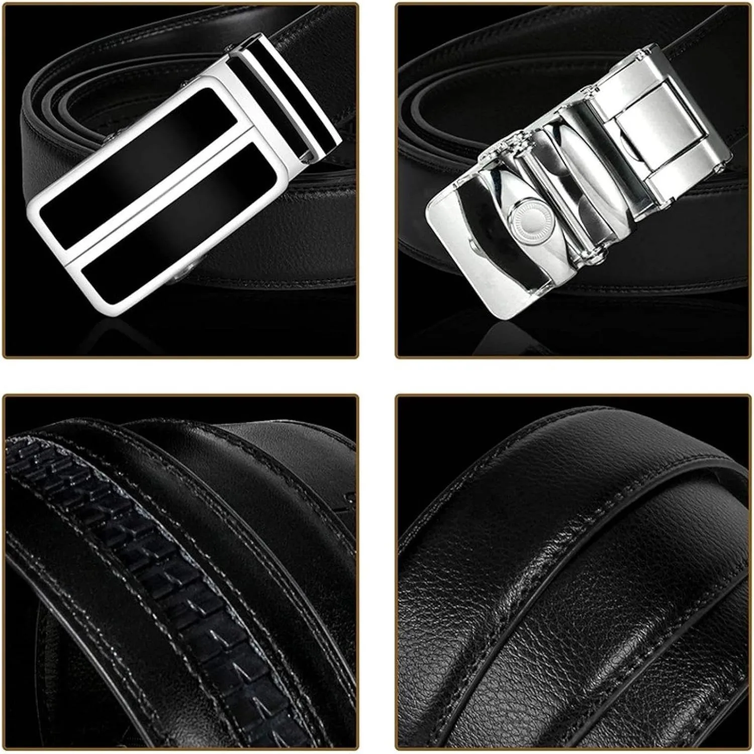 Belt for Men Mens Genuine Leather Dress Automatic Buckle