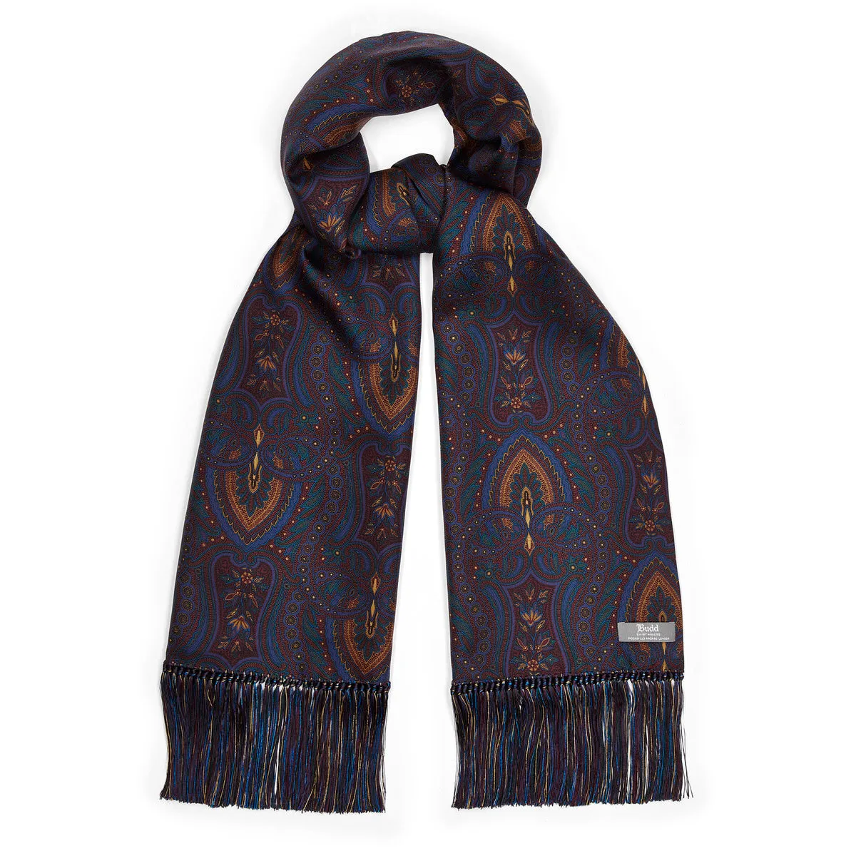 Botanical Paisley Madder Silk Scarf in Burgundy