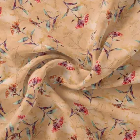 Botanical Red And Orange Floral Flower Digital Printed Fabric