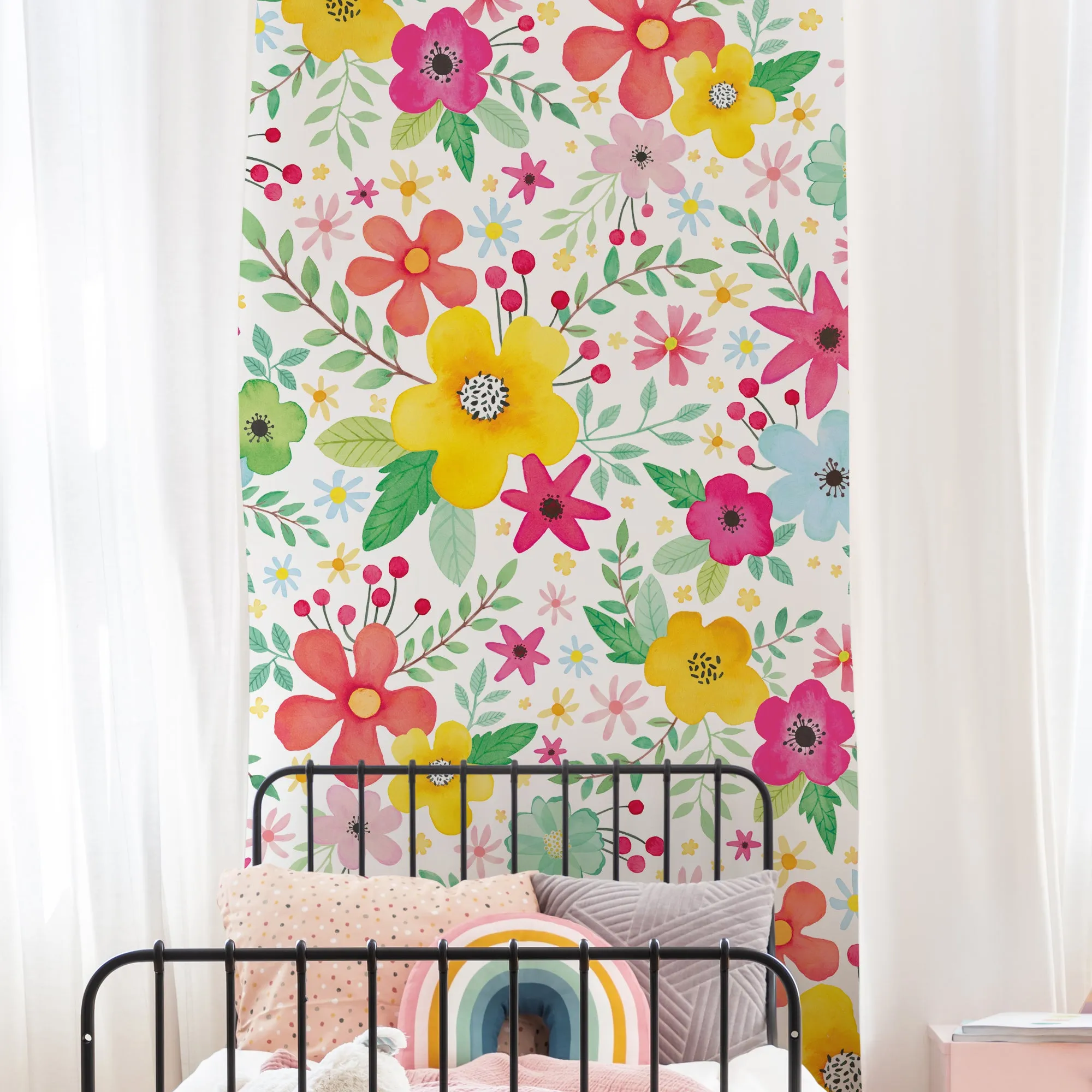 Bright Pop Flowers Wallpaper Mural