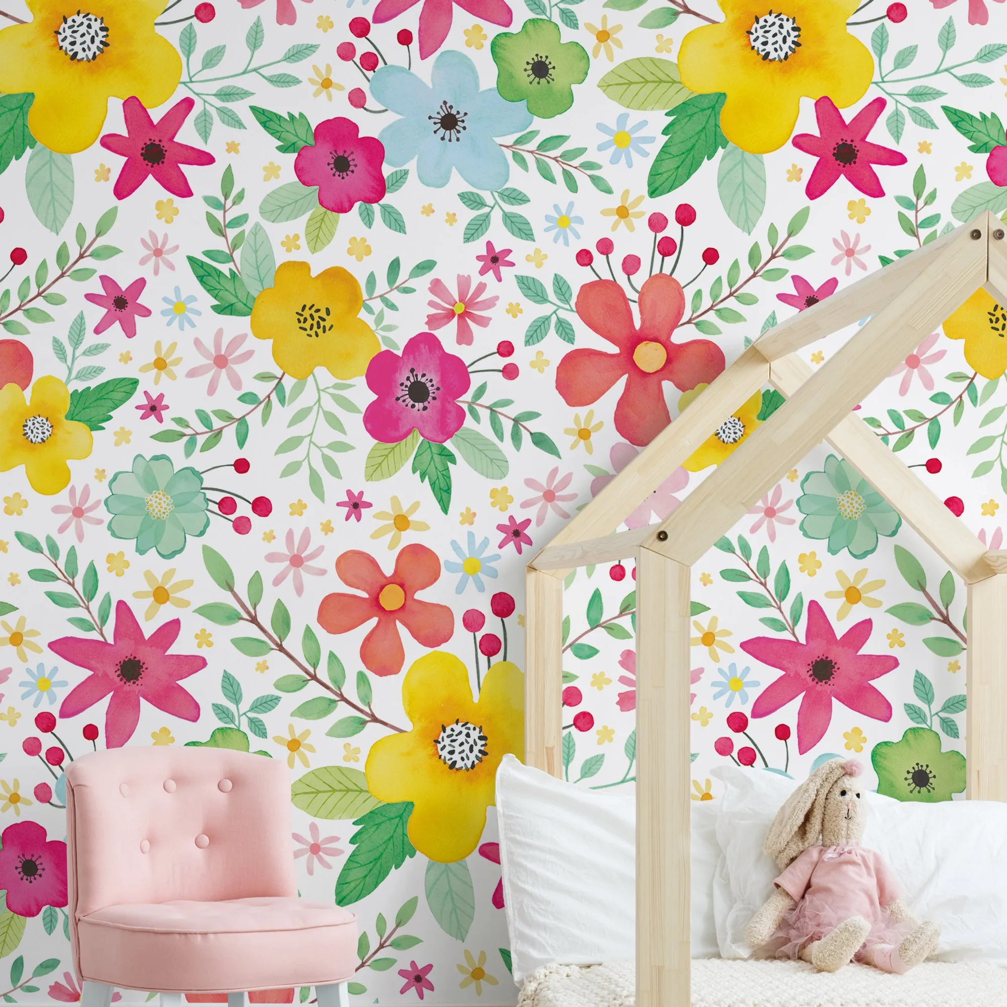 Bright Pop Flowers Wallpaper Mural