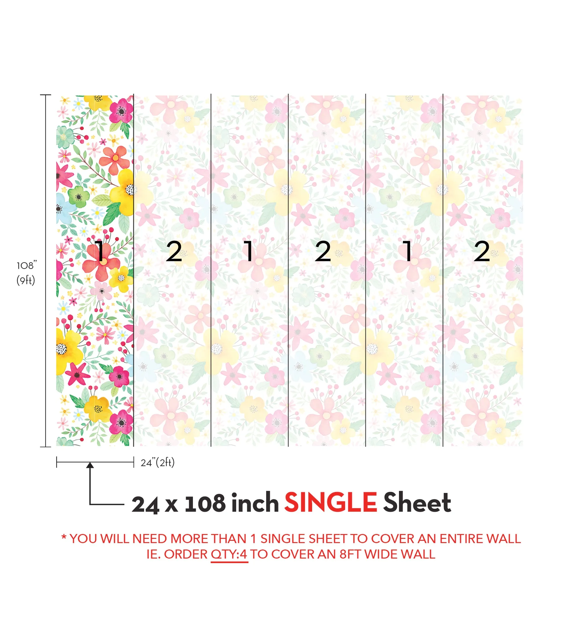 Bright Pop Flowers Wallpaper Mural
