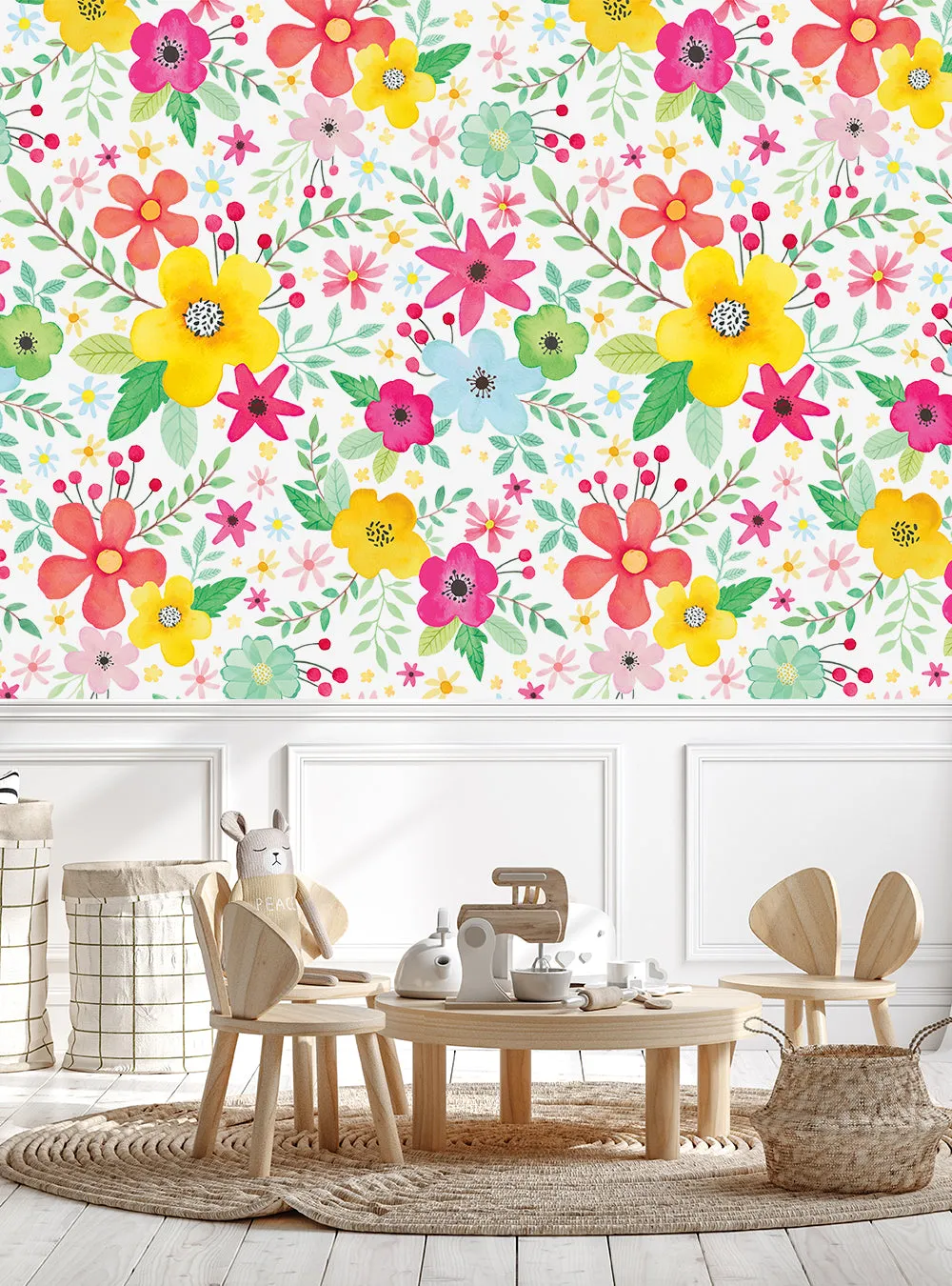 Bright Pop Flowers Wallpaper Mural