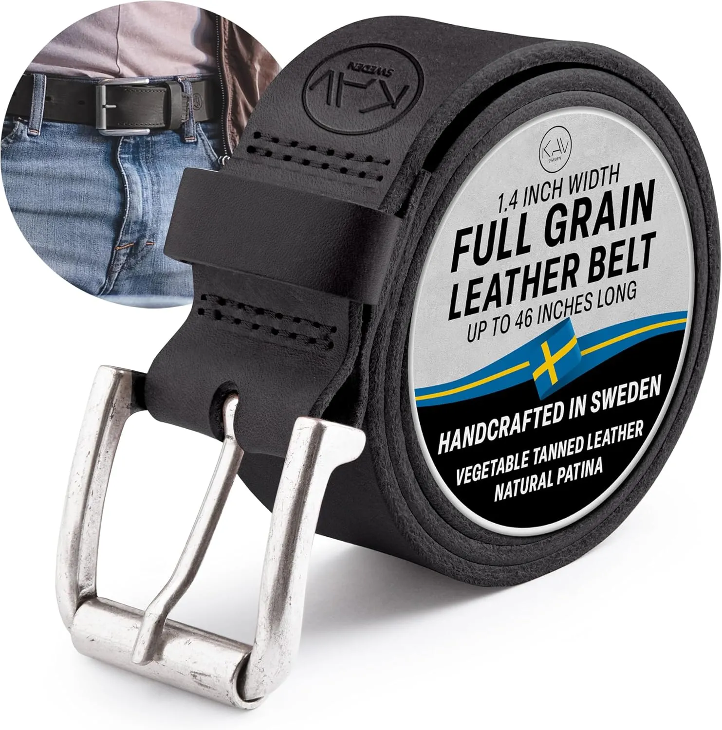Calister leather belt for men - Handmade mens leather belt - 1.57 Wide, Italian Full Grain Leather