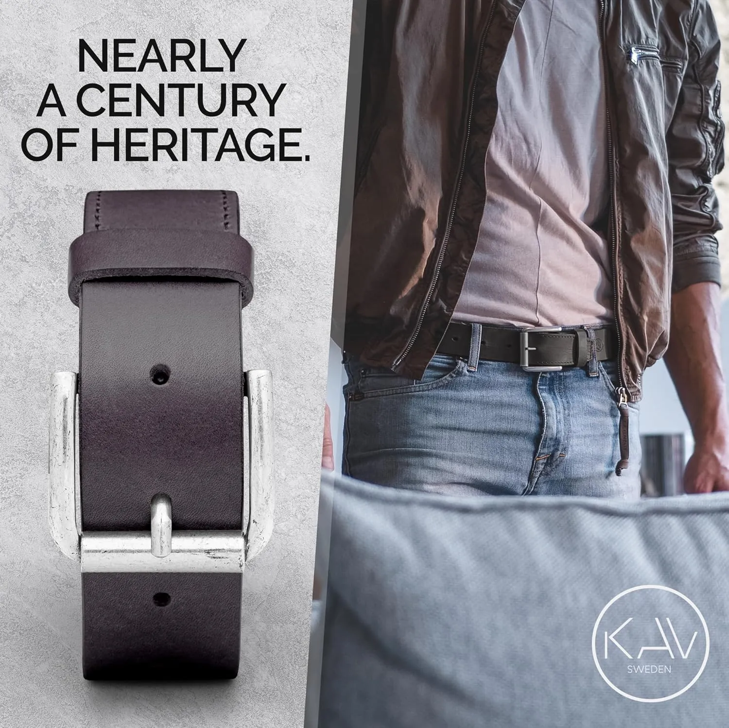 Calister leather belt for men - Handmade mens leather belt - 1.57 Wide, Italian Full Grain Leather