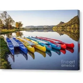 Canoes in the Early Morning Winona Minnesota Photo, Canvas Wrap