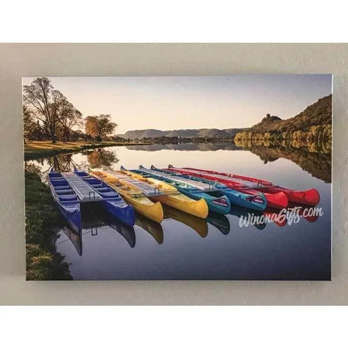 Canoes in the Early Morning Winona Minnesota Photo, Canvas Wrap