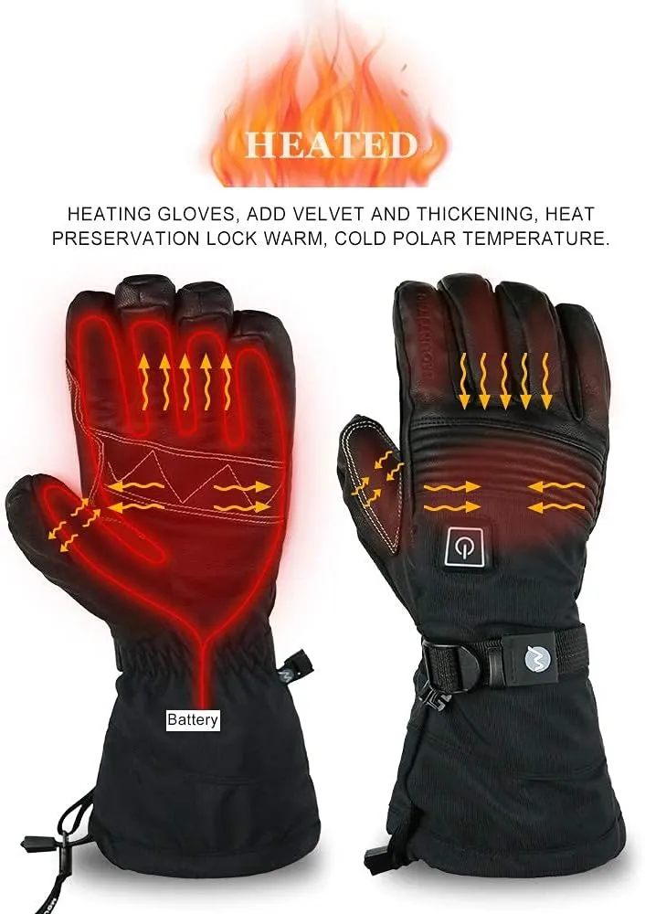 Explorer 4 Unisex Battery Heated Gloves Waterproof Touch Screen Skiing Snowboarding Hiking Gloves for Men Women