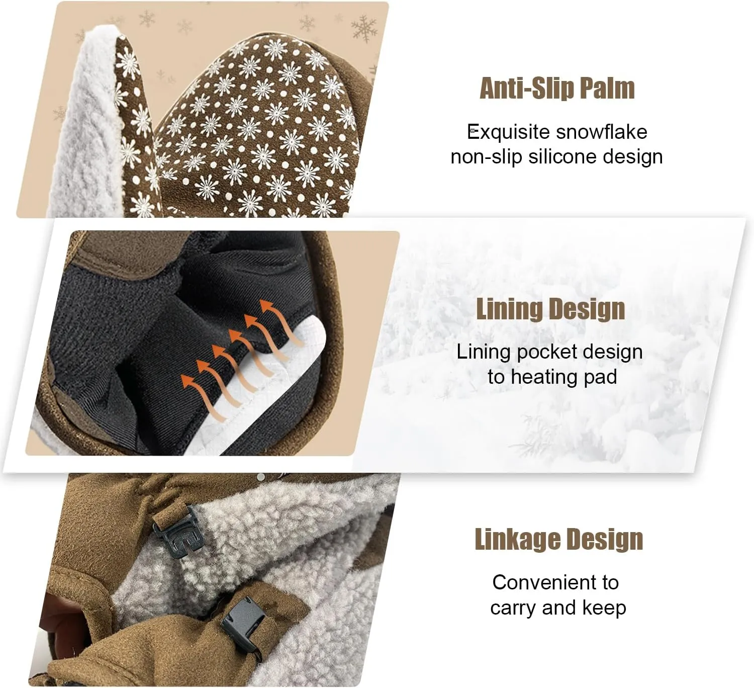 EZPACE Women's Sherpa Mitten Warm Fleece Gloves for Cold Weather Winter