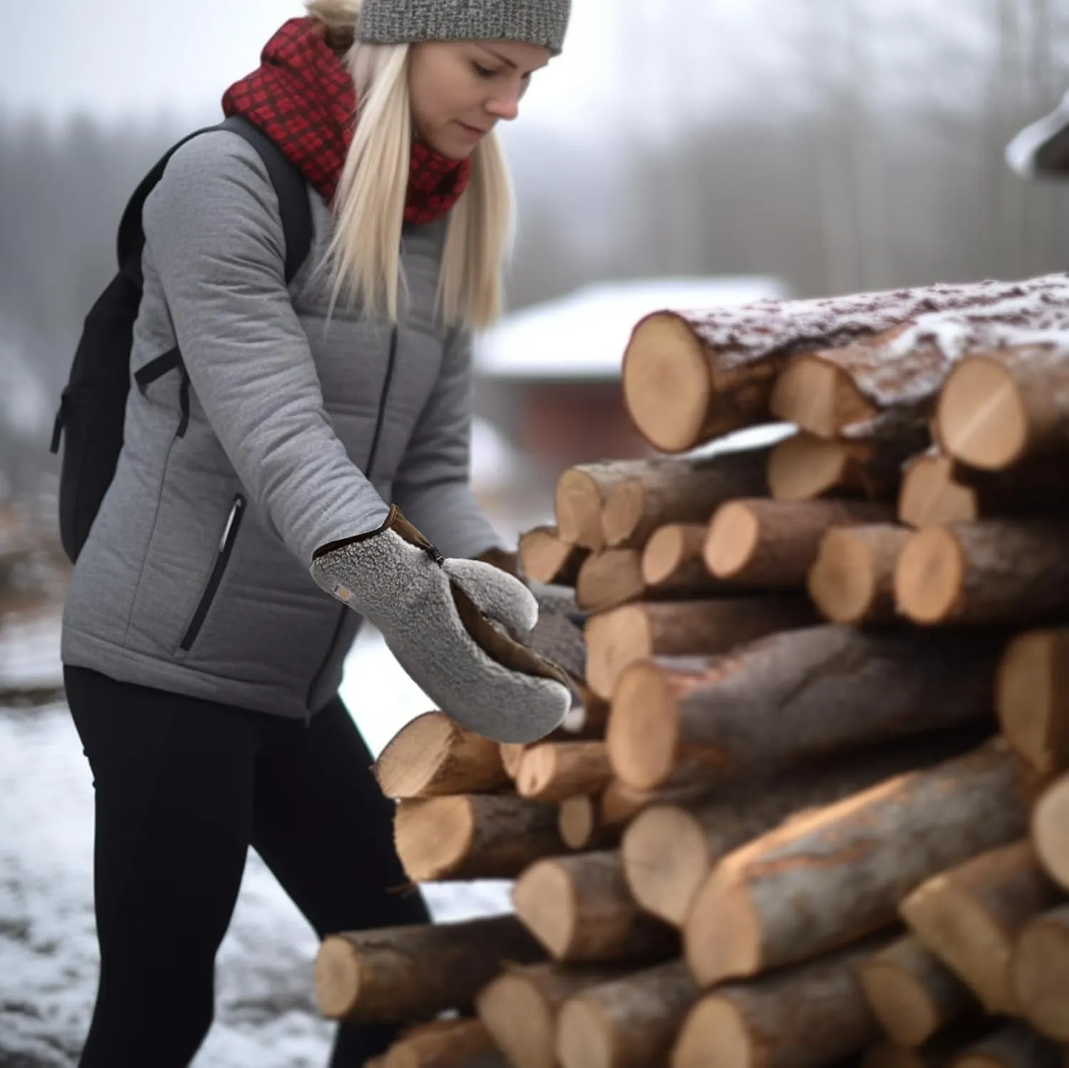 EZPACE Women's Sherpa Mitten Warm Fleece Gloves for Cold Weather Winter