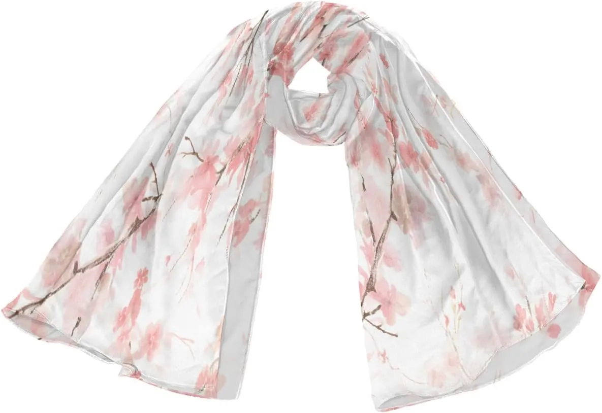 Fashion Head Scarf Lightweight Silk Feeling Shawls and Wraps Patterned Floral Print Large Silk Scarf for Women