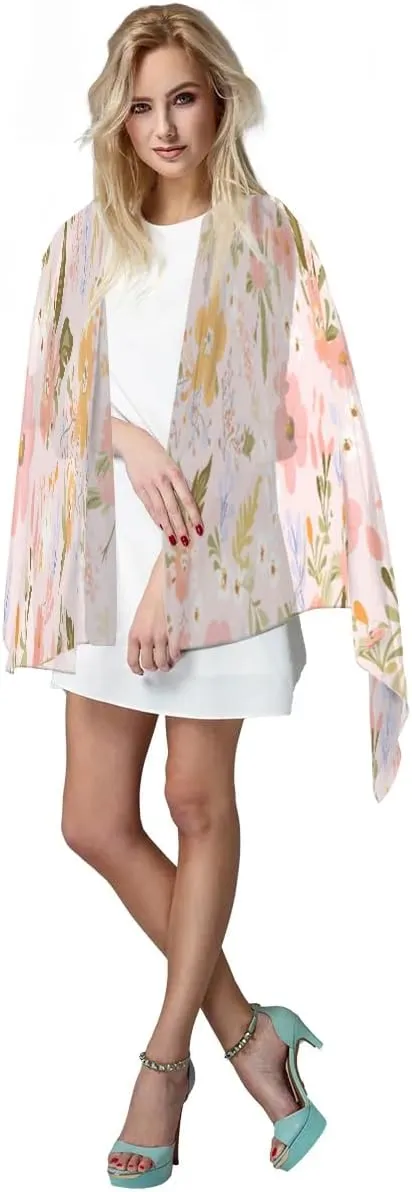 Fashion Head Scarf Lightweight Silk Feeling Shawls and Wraps Patterned Floral Print Large Silk Scarf for Women