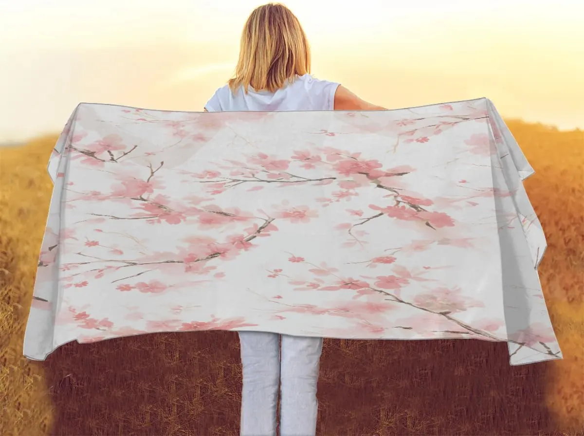 Fashion Head Scarf Lightweight Silk Feeling Shawls and Wraps Patterned Floral Print Large Silk Scarf for Women