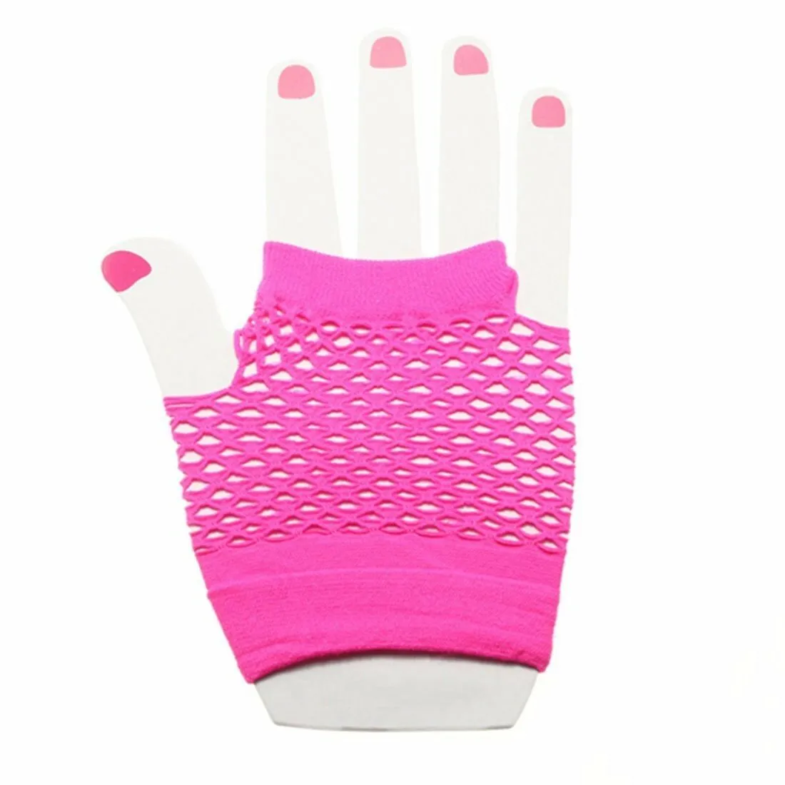 Fishnet Gloves Fingerless Womens Costume Party 70S 80S Fluro Neon Party Dance