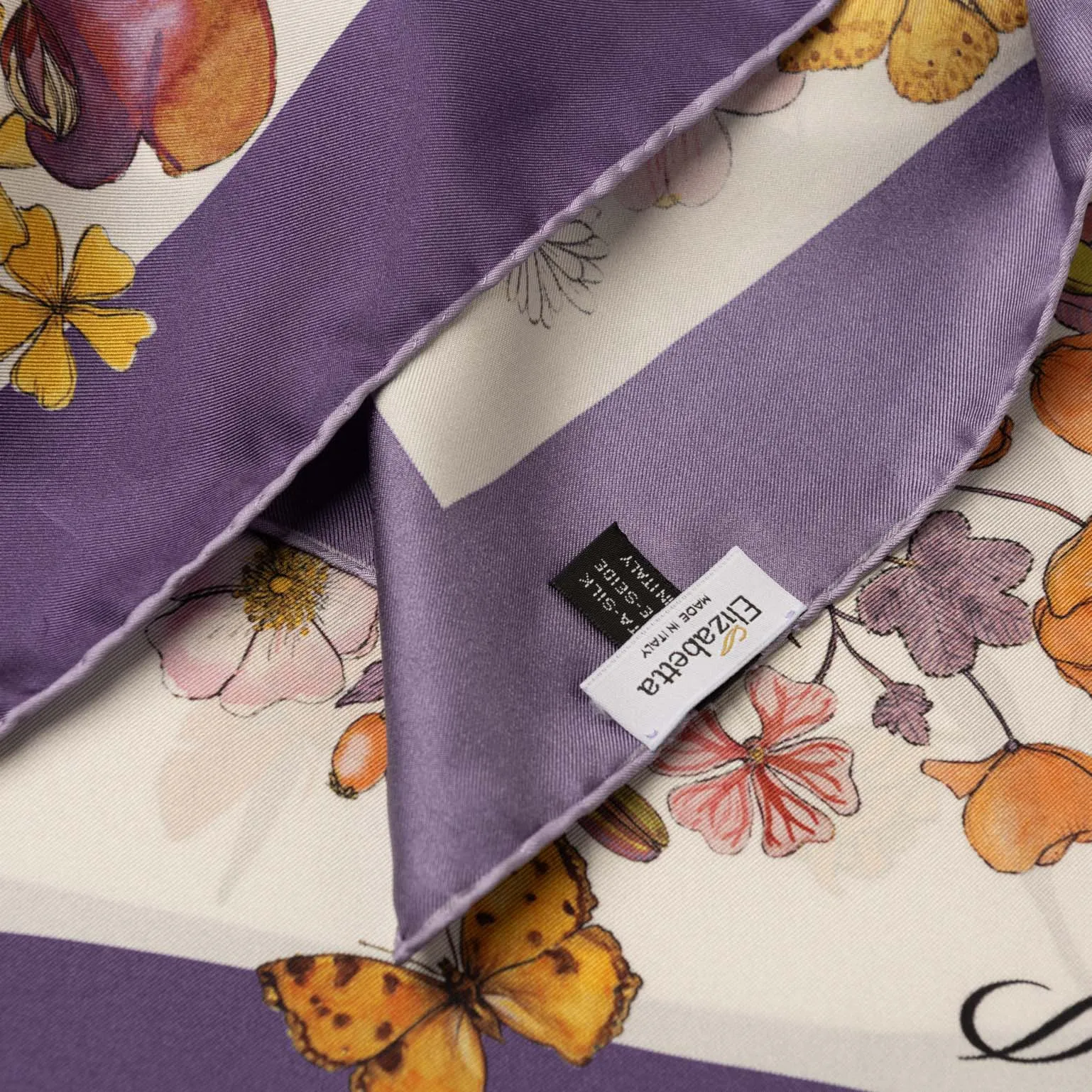Flora - Hand Rolled Silk Foulard - Violet