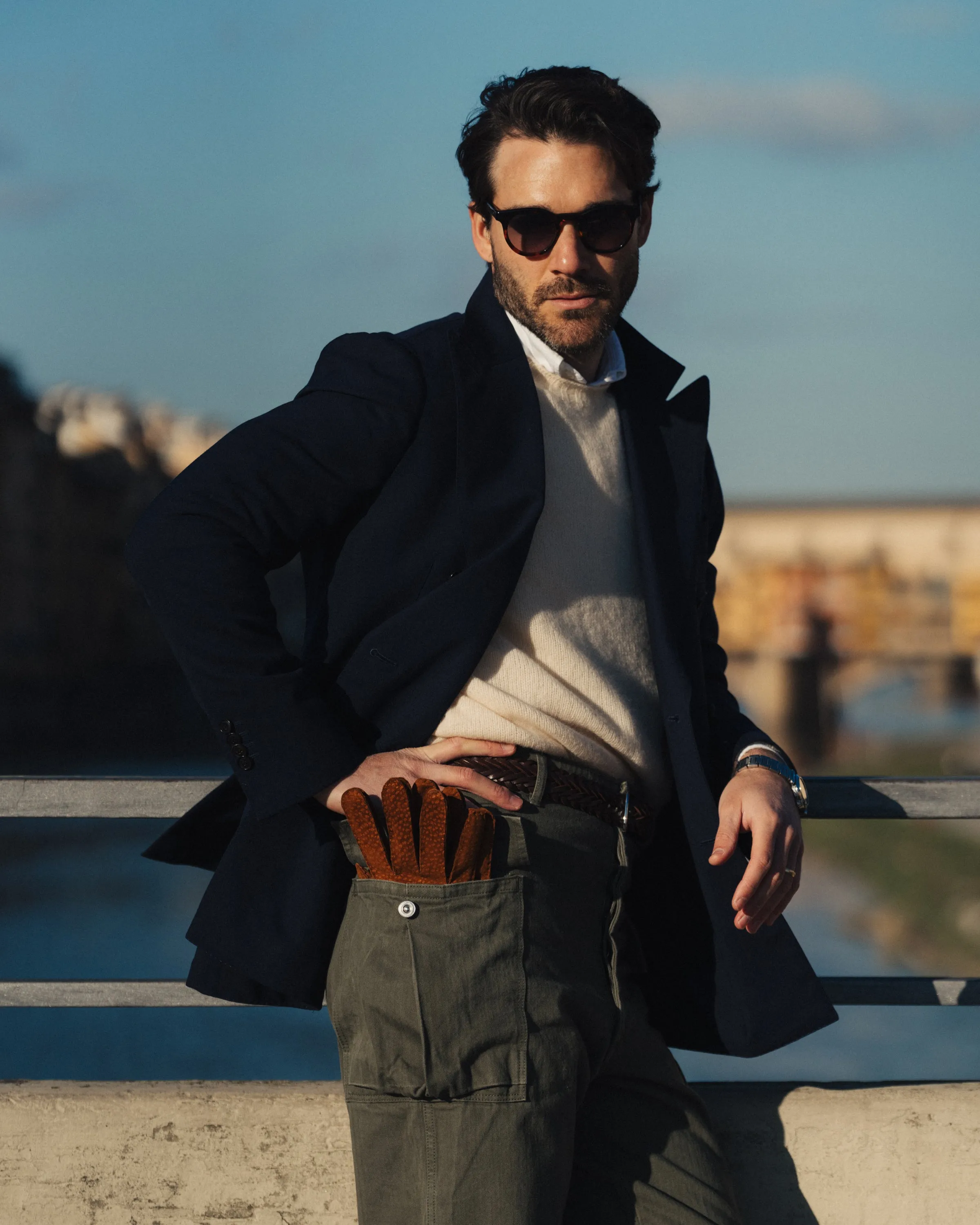 Gentlemen's Gloves from Cognac Carpincho Leather Lined With Cashmere