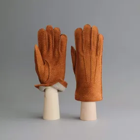Gentlemen's Gloves from Cognac Carpincho Leather Lined With Cashmere