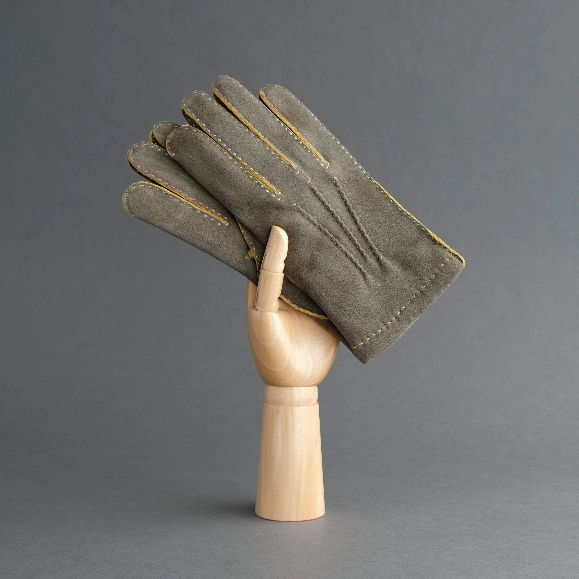 Gentlemen's Gloves from Grey/Yellow (12) Goatskin Lined with Cashmere
