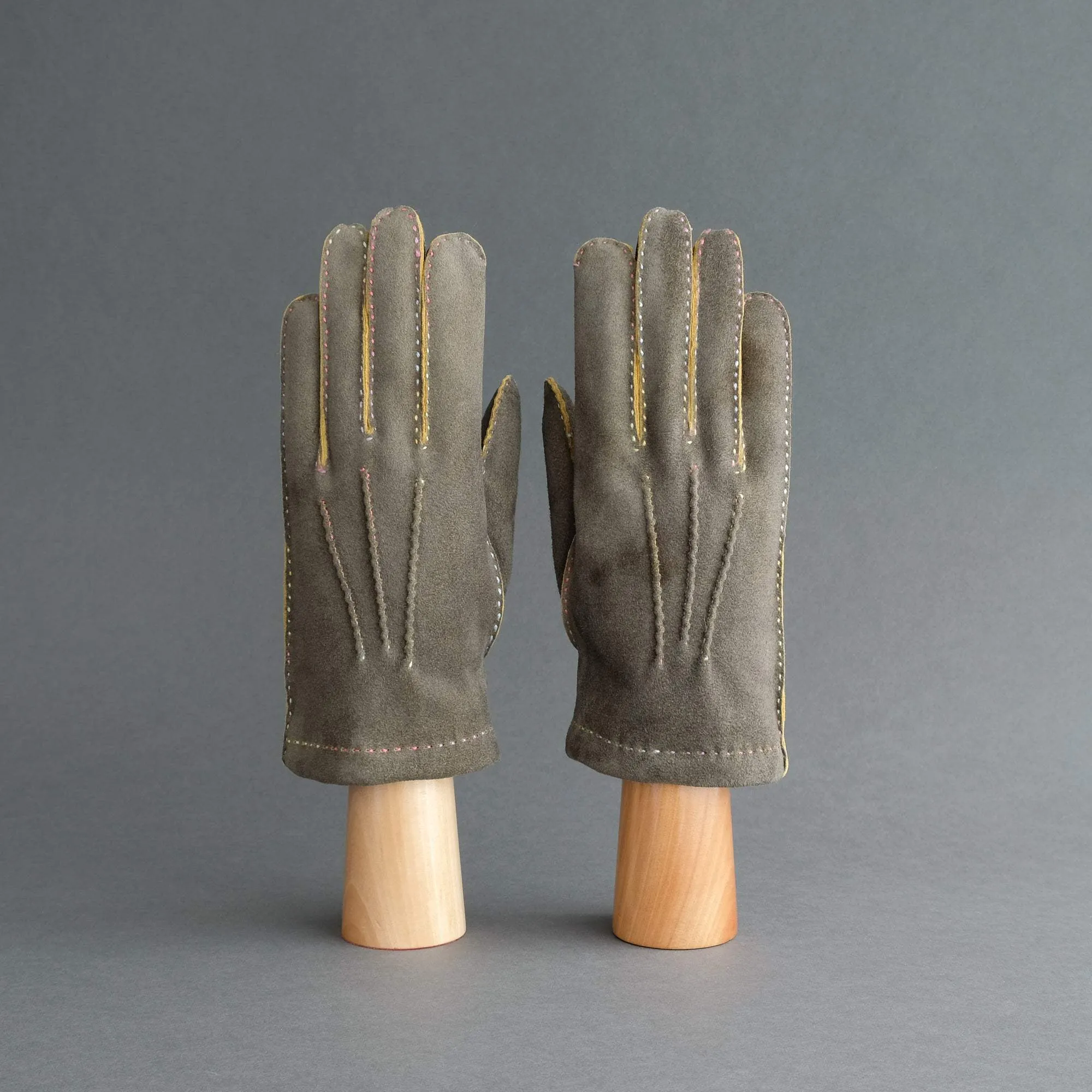 Gentlemen's Gloves from Grey/Yellow (12) Goatskin Lined with Cashmere