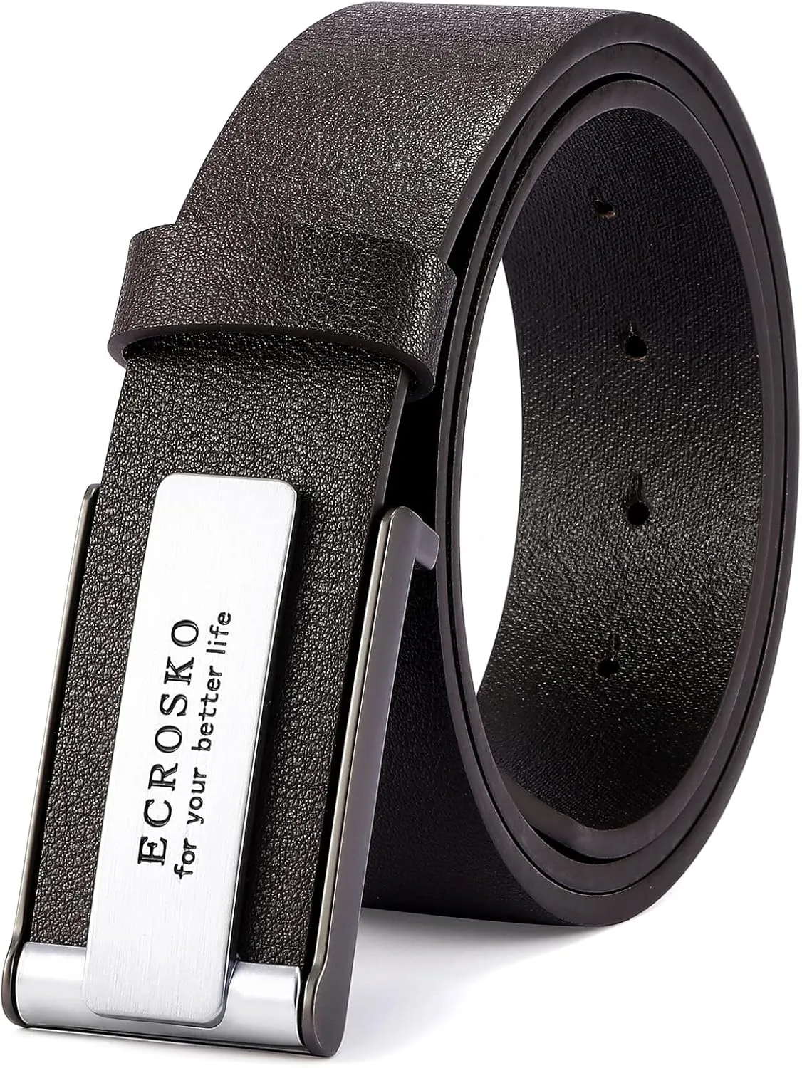 Genuine Leather Dress Belts For Men, Men Belts for Jeans Casual Dress Work Business with Metal Buckle