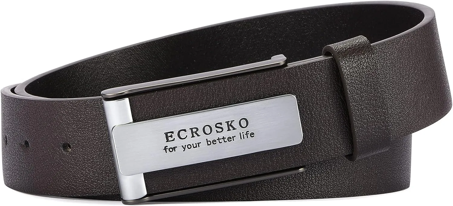 Genuine Leather Dress Belts For Men, Men Belts for Jeans Casual Dress Work Business with Metal Buckle
