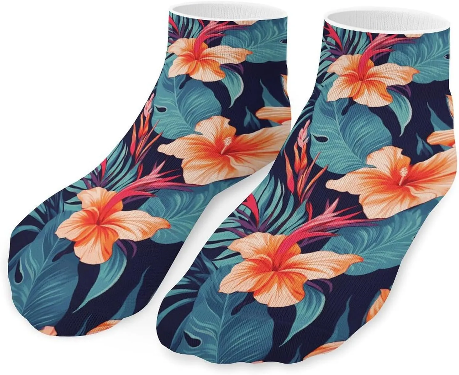 Hawaii Tropical Flower Socks Ankle Length Socks Casual Short Socks for Women Men Low Cut Sports Socks Running Socks No Show Socks Ankle Socks Athletic Socks Workout Socks