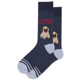 HOTSOX Men's I Puggin Love You Crew Sock