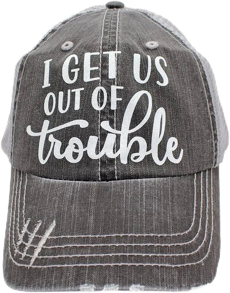 I get us into Trouble Out of Trouble Women's Trucker Hat Cap
