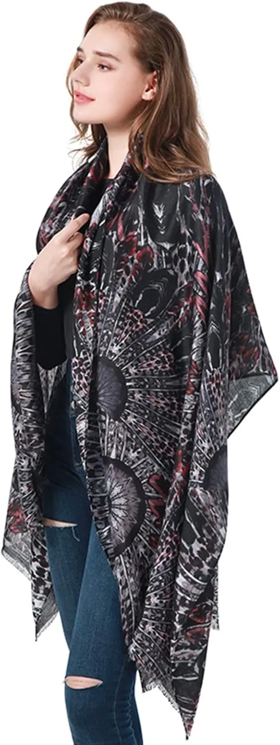 Insun Women's Flower Print Faux Cashmere Ultra Soft Scarves Long Cotton Blend Scarves Neck Winter Wraps 35.4"x70.9"