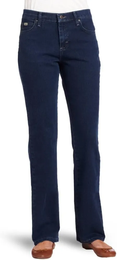 LEE Women's Relaxed Fit Straight Leg Jean, Premium Dark, 4 Short