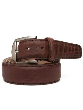 LEN Belts American Bison Belt in Brown with Brown Edge & Border Stitching