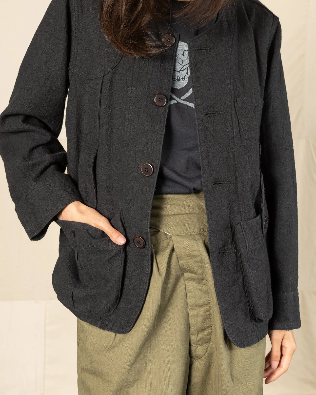Linen Canvas Shooting Jacket - Midnight Black