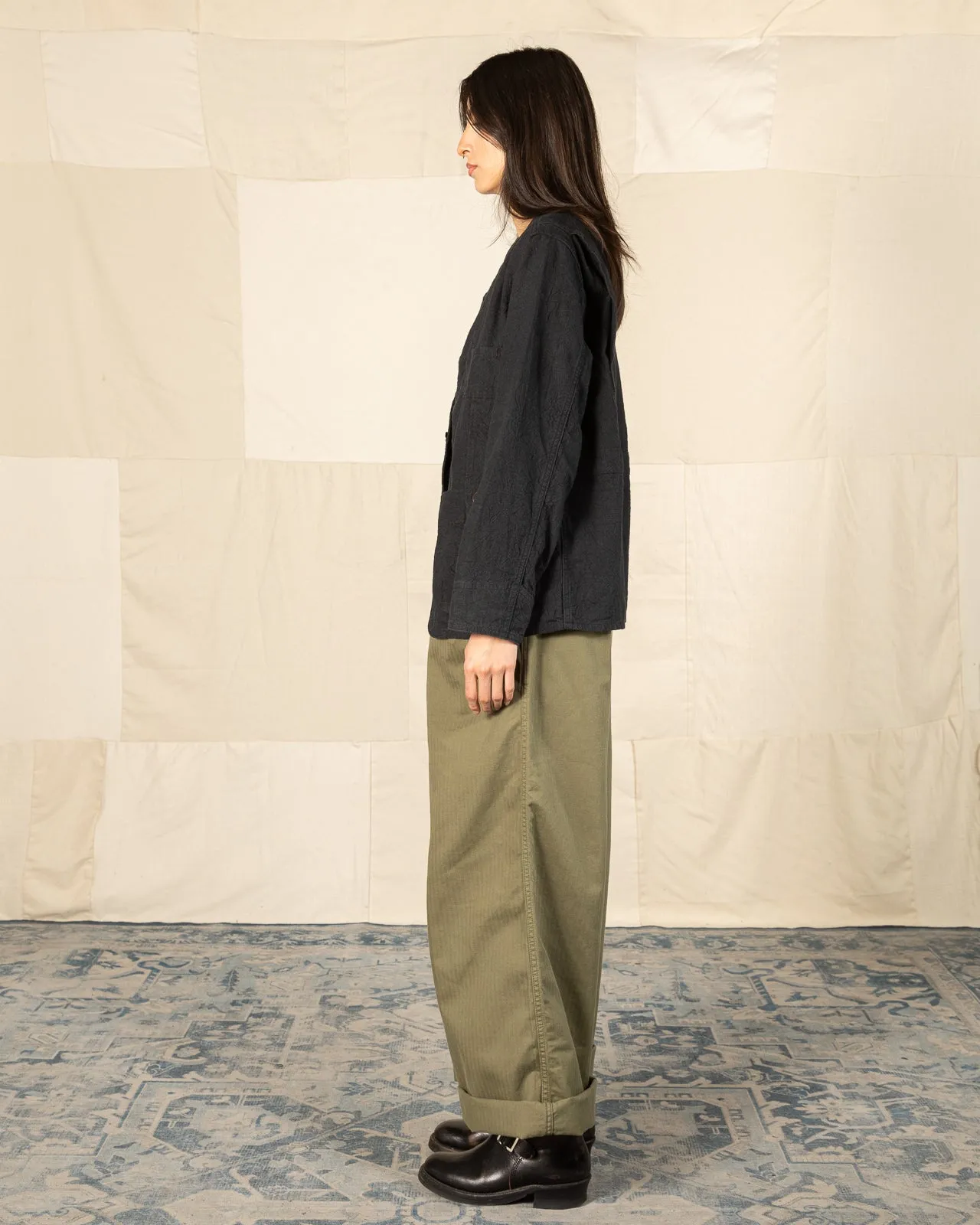 Linen Canvas Shooting Jacket - Midnight Black