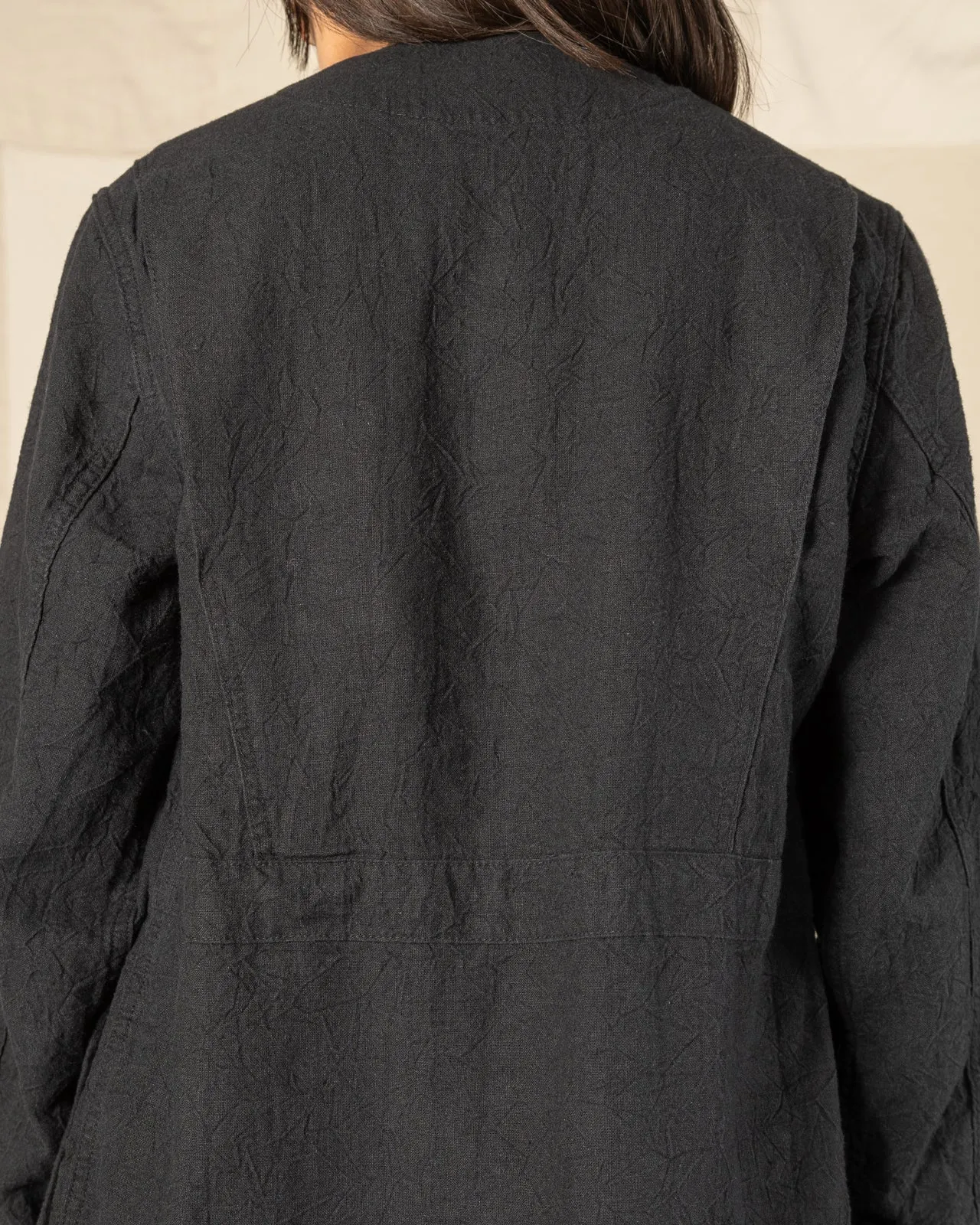 Linen Canvas Shooting Jacket - Midnight Black