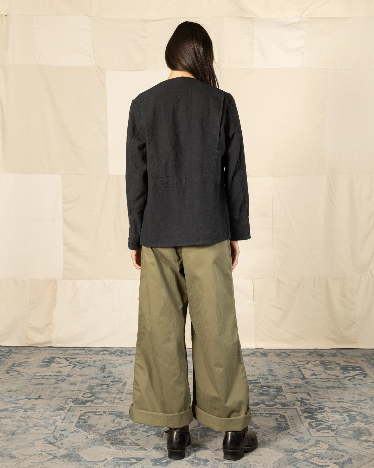 Linen Canvas Shooting Jacket - Midnight Black