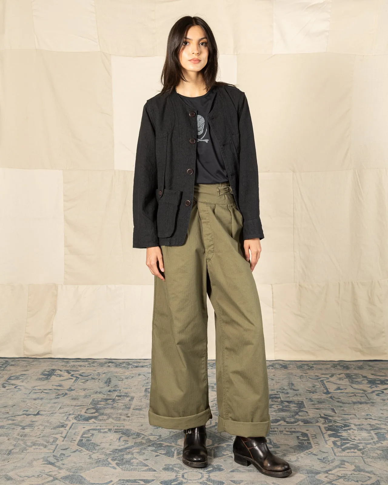 Linen Canvas Shooting Jacket - Midnight Black