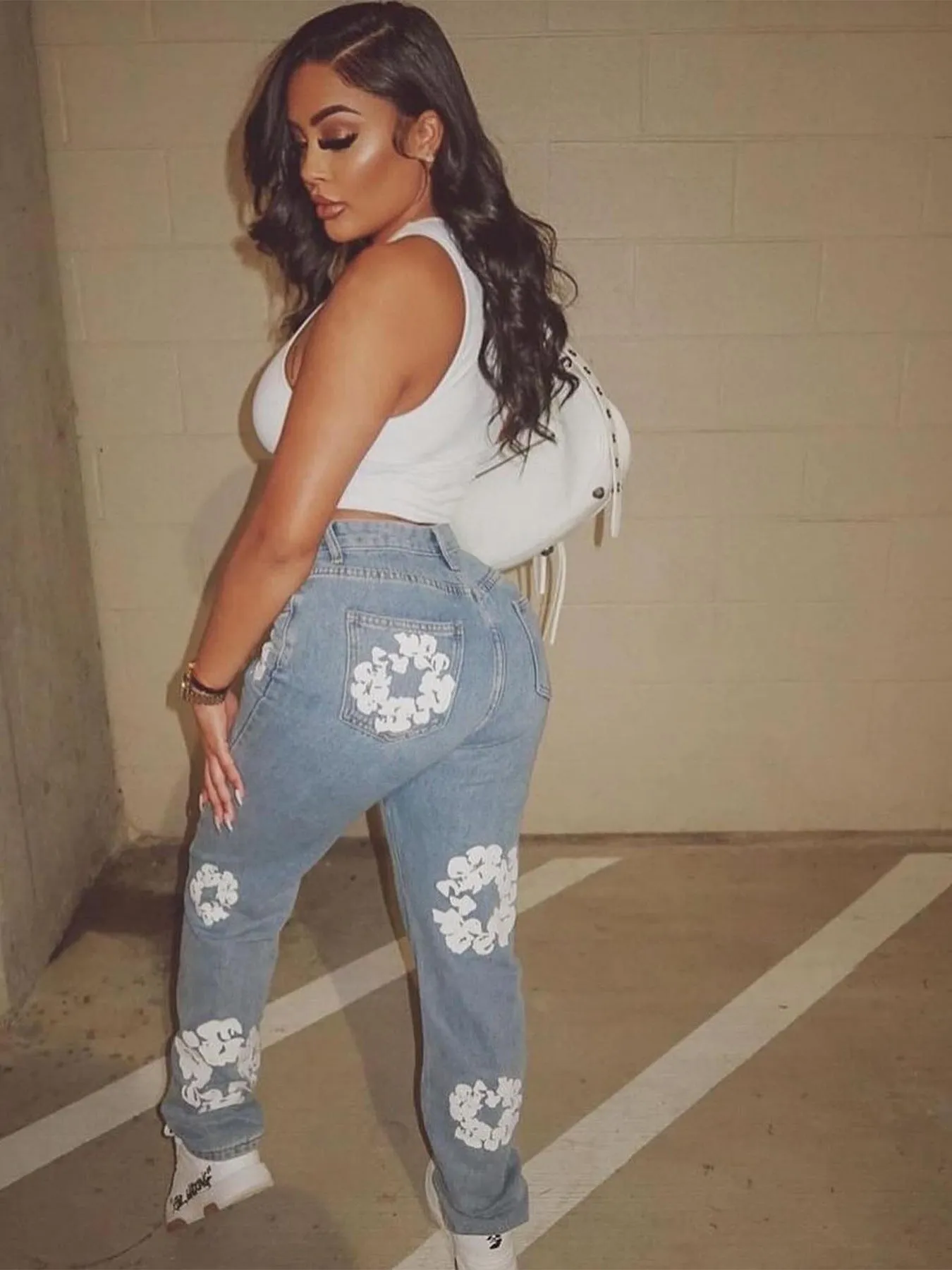 MALYBGG Introducing Cotton Flower Print Jeans 23123LY
