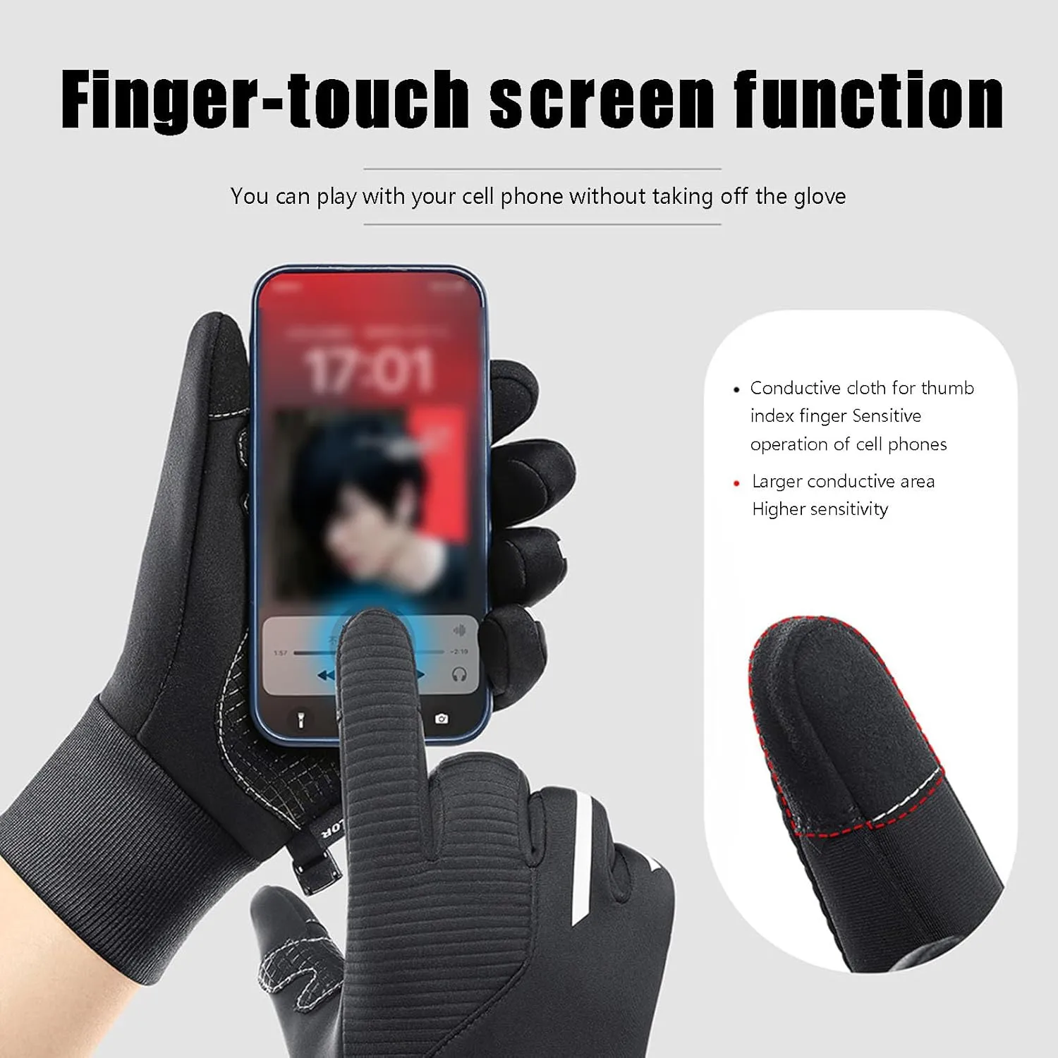 Men Windproof Cold Weather Warm Gloves, Winter Gloves Windproof Thermal Touchscreen Gloves for Ski Hiking Running Men and Women