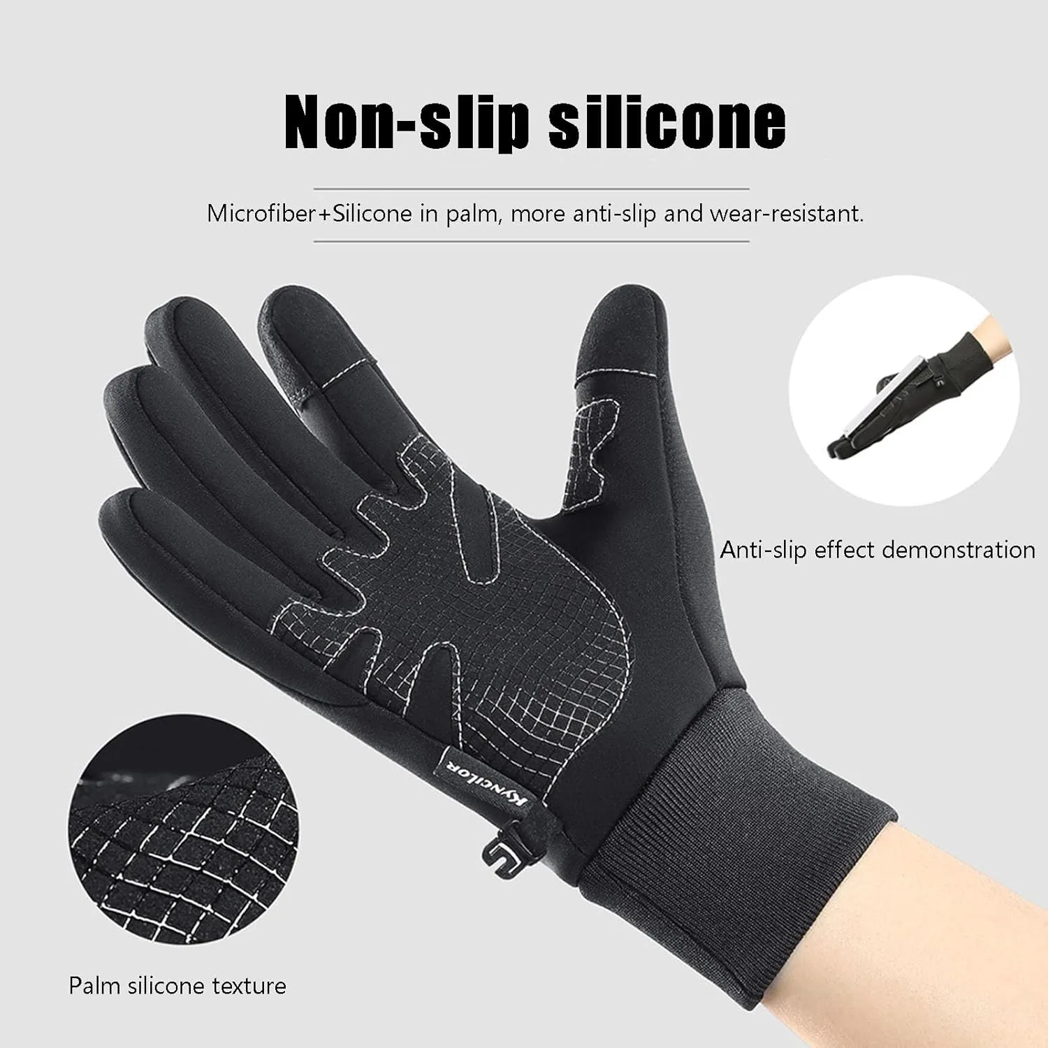 Men Windproof Cold Weather Warm Gloves, Winter Gloves Windproof Thermal Touchscreen Gloves for Ski Hiking Running Men and Women