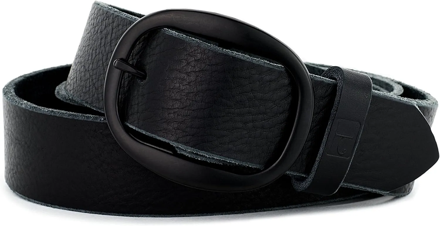 Mens Black Leather Belt Soft handmade in America with genuine premium grade leather. 1.5 inch wide 32 inch waist with Oval Black Nickle Plated Buckle