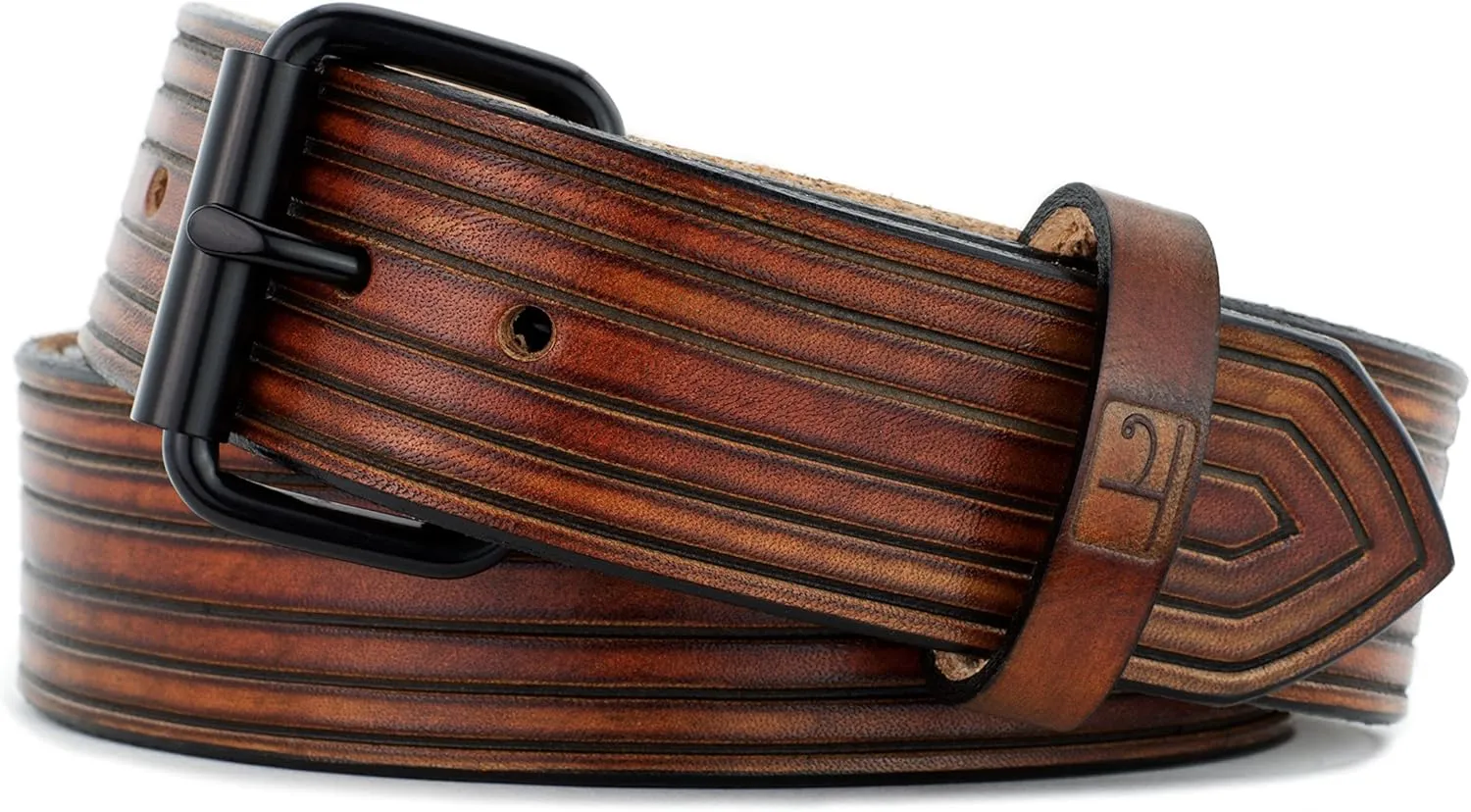 Mens Brown Leather Belt Soft handmade in America with genuine premium grade leather. 1.5 inch wide 27 inch waist with Roller Black Buckle