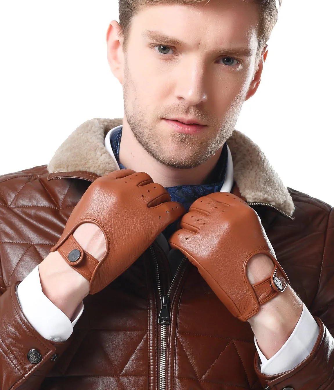 Men's Deerskin Full Finger Sports Gloves Driving Gloves Winter Gloves None-Lining