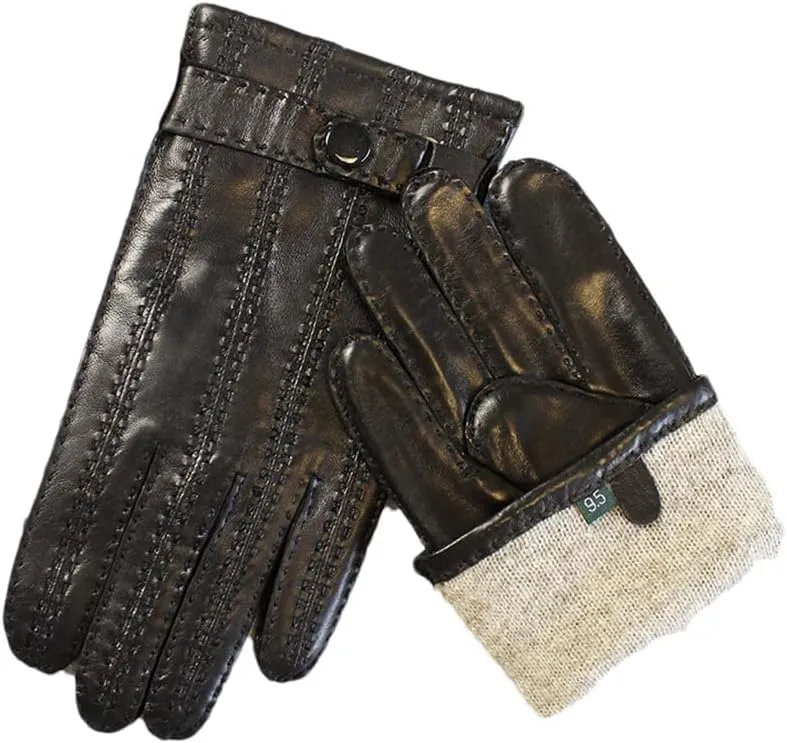 Men's Leather Gloves Autumn Winter Sheepskin Motorcycle Driving Gloves