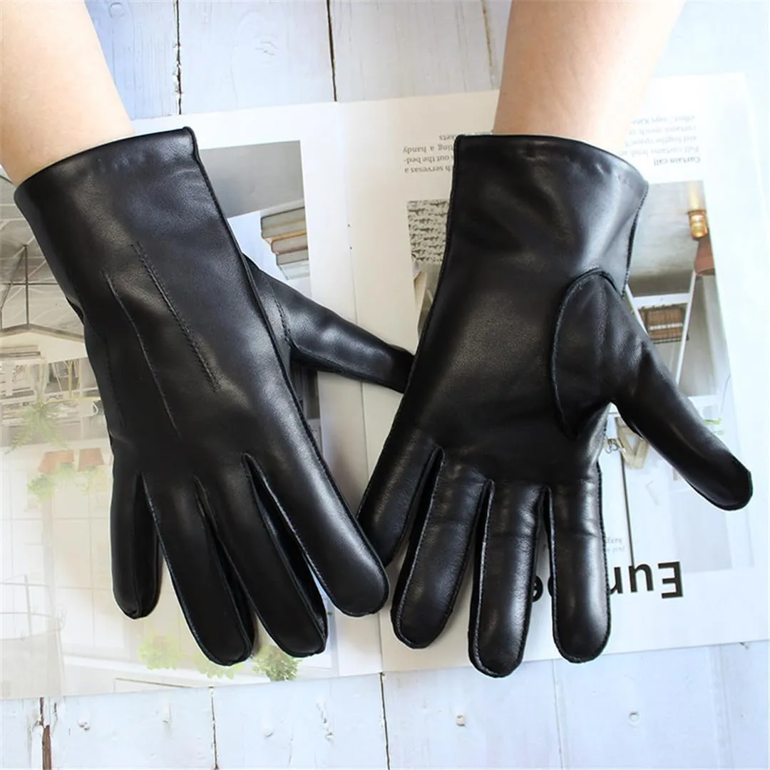 Men's Leather Gloves Autumn Winter Sheepskin Motorcycle Driving Gloves