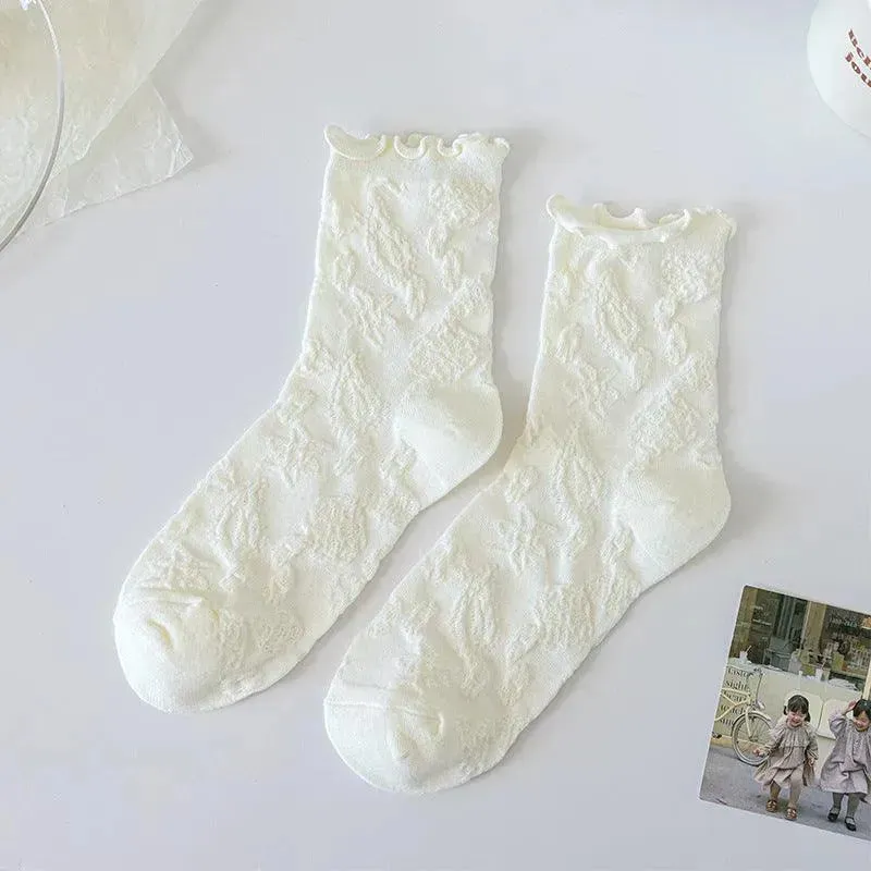 Milk White Lolita Socks with Ruffle | Cute Frilly Socks | Kawaii Socks